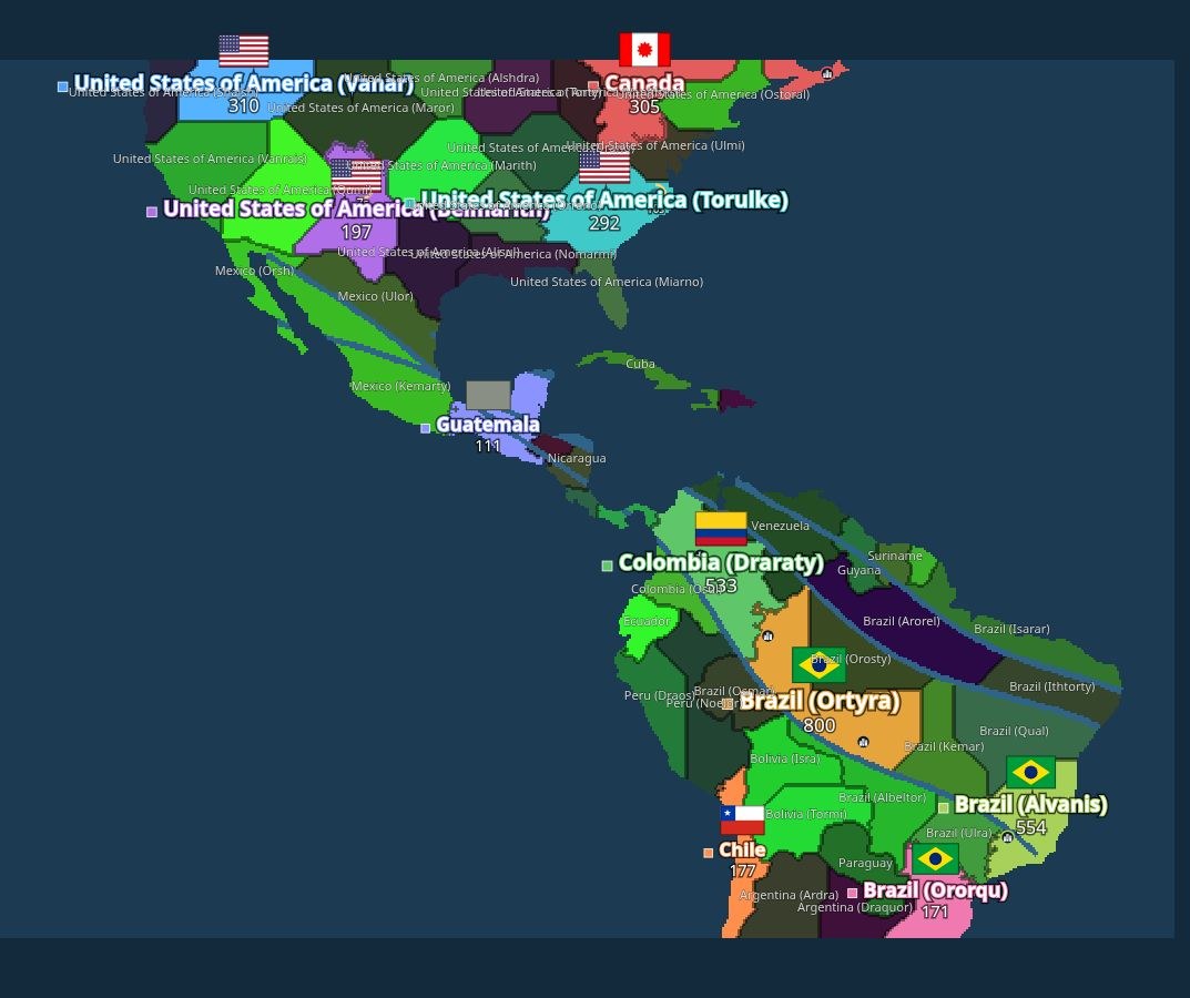 Americas map in Statefall